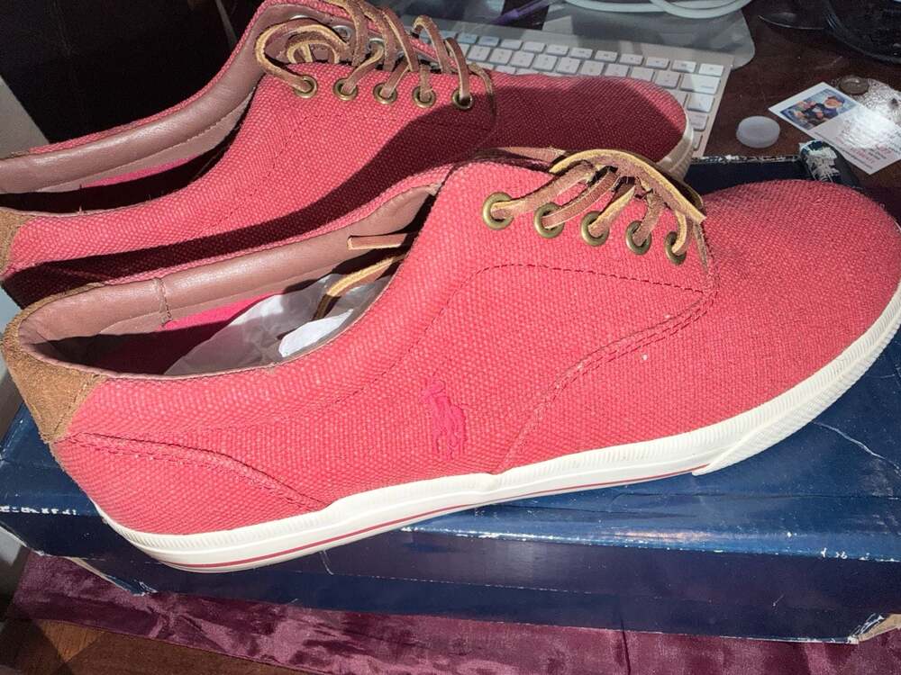 Polo Ralph Lauren Vaughn Red Burlap Sport Suede Sneaker Men's Size 10.5D